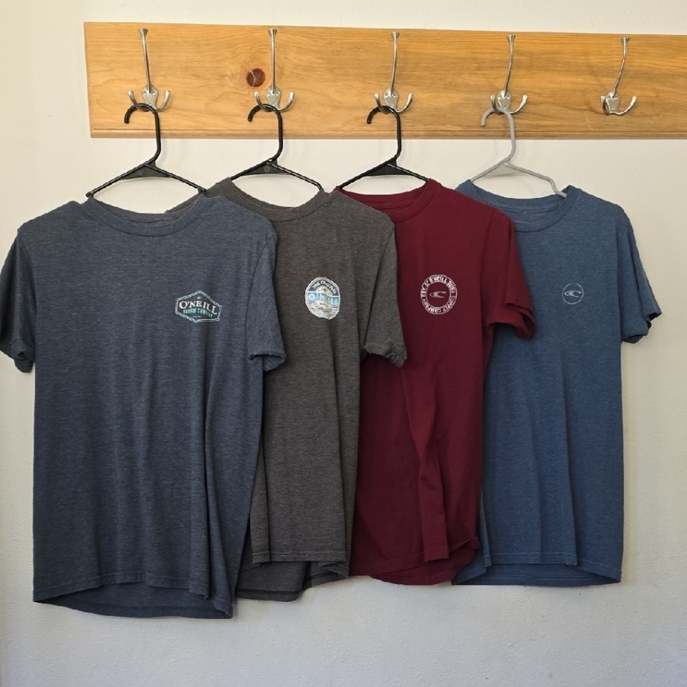 O'Neill Blue, Burgundy and Gray Short Sleeve Tees, Lot of 4 Shirts